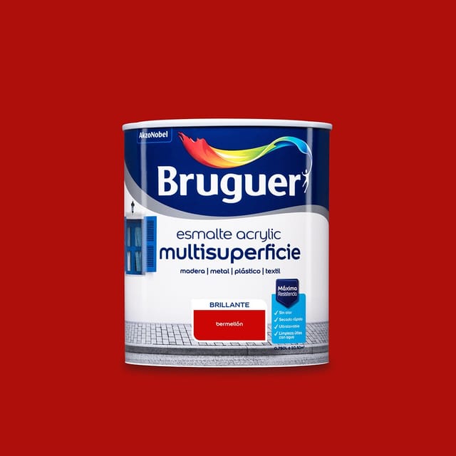 BRUGUER Helles Zinnoberrot für mehrere Oberflächen, Acryl-Emaille, 0,750 l