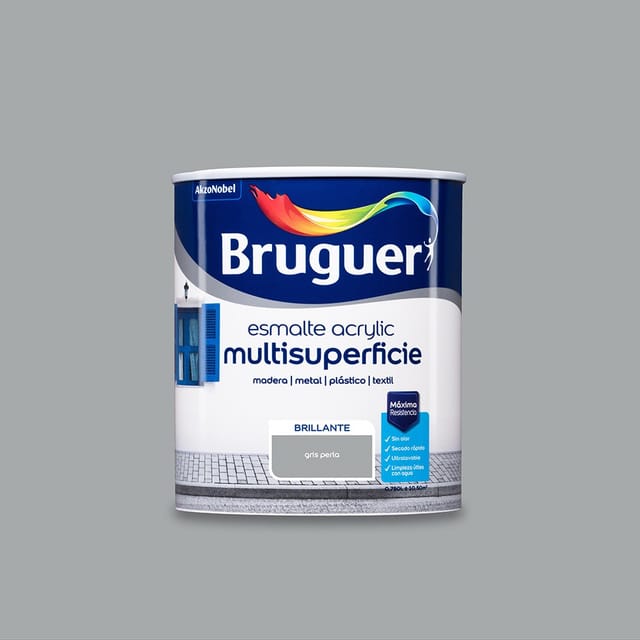 Perlgrauer, glänzender Multisurface-Acryllack 0,750 l 5057471 BRUGUER
