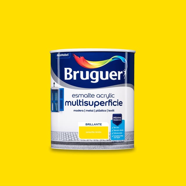 Leuchtender zitronengelber Mehrflächen-Acryllack 0,750 l 5057541 Bruguer