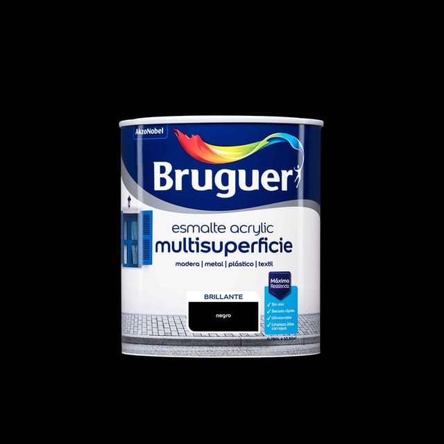 Acryl Multisurface Glänzend Schwarz Emaille 0,750L 5057426 Bruguer