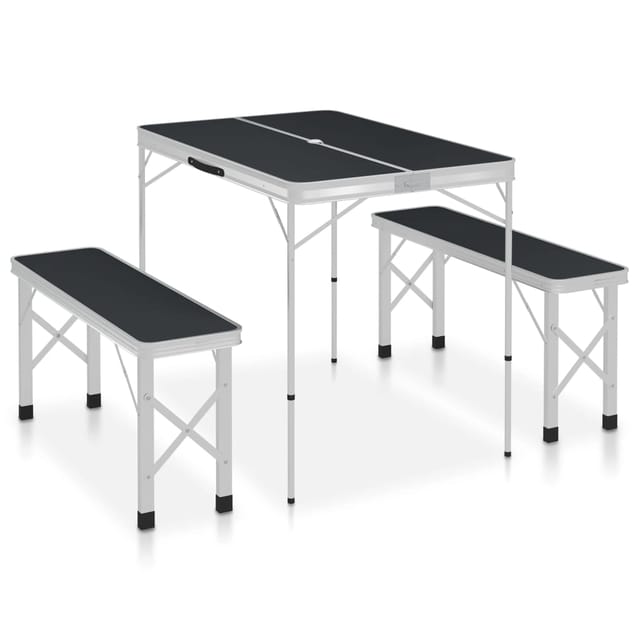 Vidaxl - Klappbarer Campingtisch mit 2 Sitzbänken Aluminium Grau