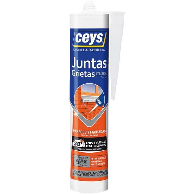 Flexibler Dichtstoff für Fugen und Risse, CEYS, weiße große Kartusche, 280 ml, 505608