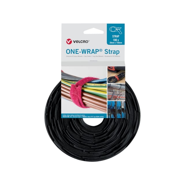 FP - velcro® Klettkabelbinder one-wrap® Strap 20 x 330mm, schwarz, 100 Stück
