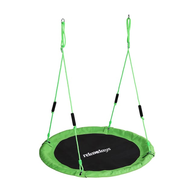 Relaxdays Nestschaukel, runde Hängeschaukel Schaumstoffgriffe, Kinder, verstellbar, outdoor, Ø: 120 cm, bis 100 kg, grün