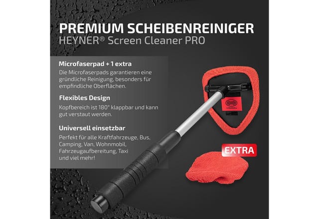 HEYNER® Scheibenreiniger ausziehbar 33-50cm Innenscheibenreiniger Fensterreiniger mit Microfaser Pad für Auto, SUV