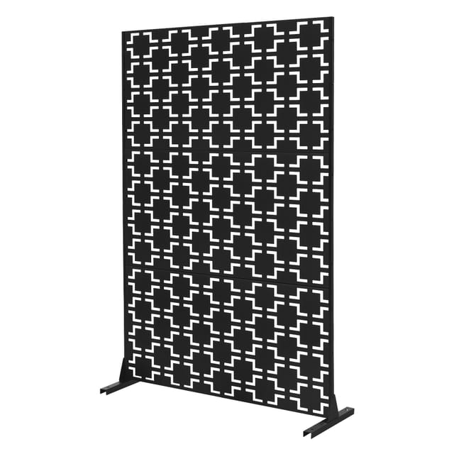 ML-Design Metall-Sichtschutz Milano 120x180 cm, aus Stahl, Raumteiler - 3 Paneele, Trennwand erweiterbar mit Ständer, Paravent freistehend, Deko