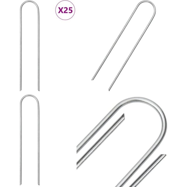Bodenanker U-Form 25 Stk. 15x3,5 cm Verzinkter Stahl - Erdhaken - Gartenanker