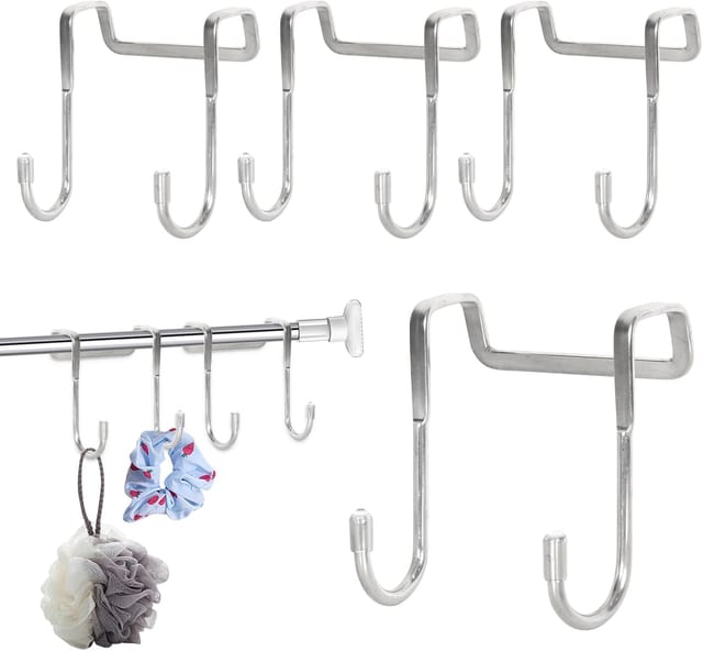 4-teiliges Set Doppelter Türhänger-garderobenhaken, Wendbare Haken, Wandmontagehaken Für Duschkabinen, Kein Bohren Erforderlich, Türhängerhaken, Für Küche, Bad, Wohnzimmer
