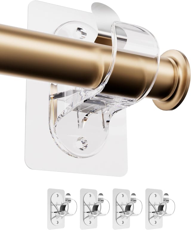 Gardinenstangenhalterungen Ohne Bohren, Starke Klebebefestigung Für Badezimmer, Küche, Wohnzimmer, Kommode, Schlafzimmer (transparent, 4 Stück)
