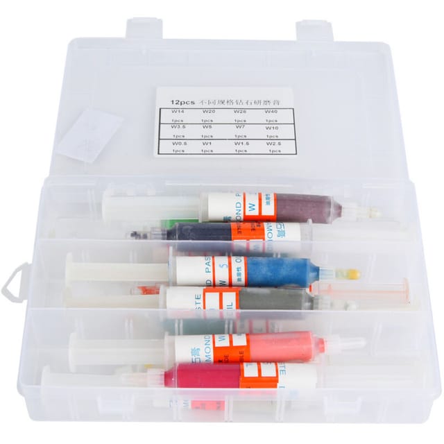12-teiliges Polierset – Diamantpaste, Harzwachs, Aufbewahrungsbox