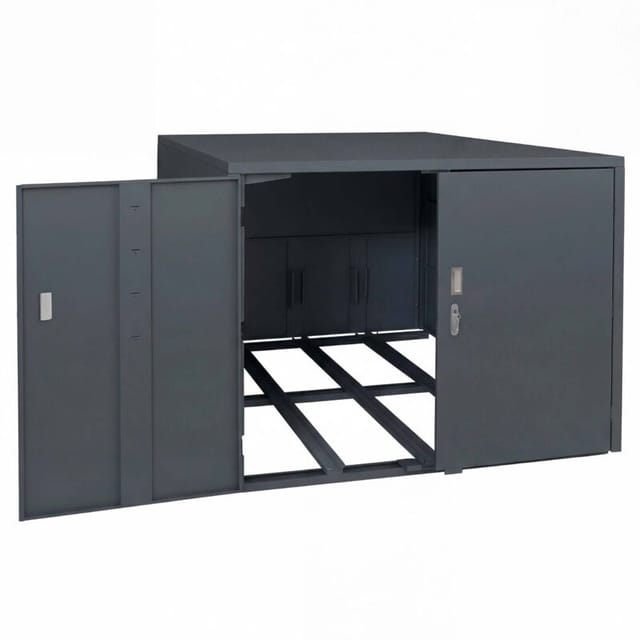 3er-Fahrradgarage HHG-416, Fahrradunterstand Fahrradbox Bikebox, abschließbar verzinkter Stahl 124x148x208cm anthrazit