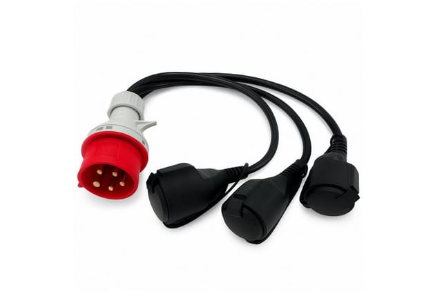 SOLARTRONICS CEE Adapter Starkstrom 16A Stecker auf 3x 230 V Kupplung