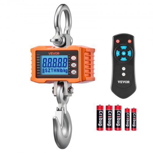 Kranwaage 2000 Kg, Digitale Hängewaage, Industriewaage Mit Gehäuse Aus Aluminiumguss & Lcd-display, 500-g-teilung & 3-stufiger Schalter, Fernbedienung, Hakenwaage Für Garage & Fabrik