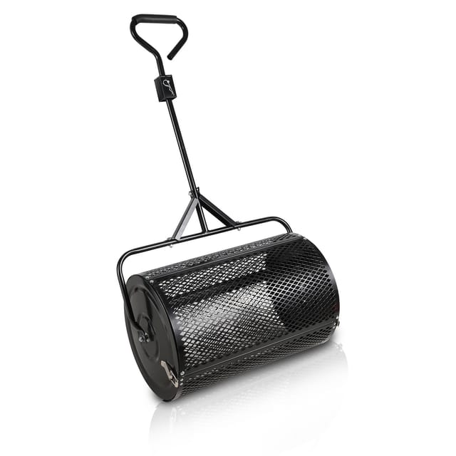 Wolketon Düngerstreuer 75 l, 60 × 40 cm – Handstreuer für Rasen und Garten Schwarz