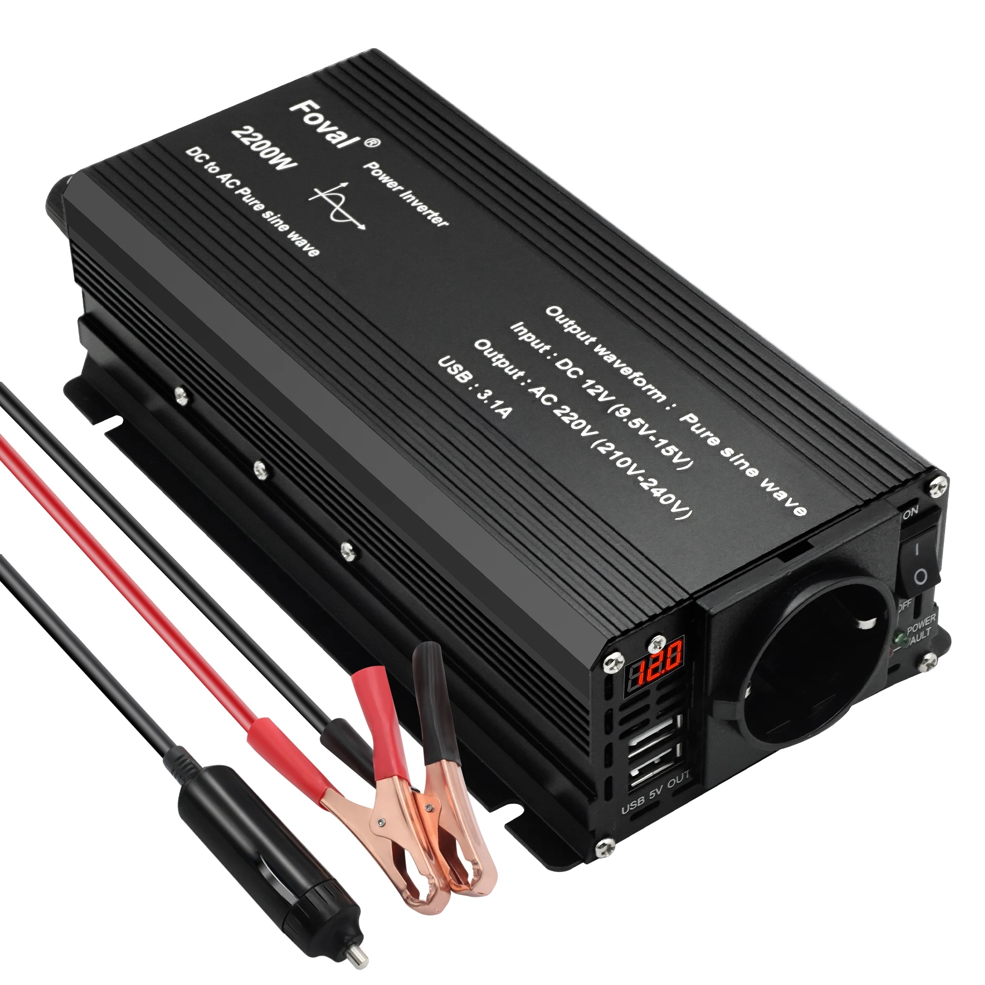 Reiner Sinus-wechselrichter, 12 V Auf 220 V Wechselstrom, 1000 W Spitzenleistung, 12 V 220 V 2200 W