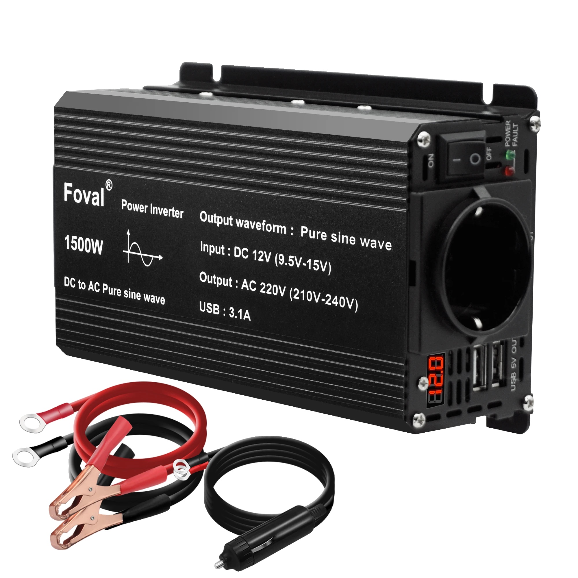 Reiner Sinus-wechselrichter, 12 V Auf 220 V Wechselstrom, 1000 W Spitzenleistung, 12 V Auf 220 V, 1500 W