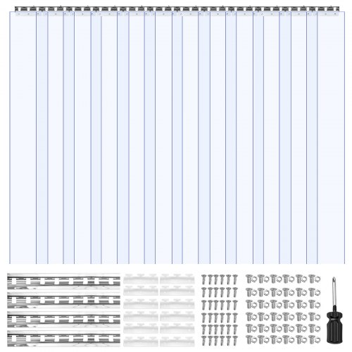 Pvc-streifenvorhang, 1830x2134 Mm, 2 Mm Dicke, 12er-pack Lamellenvorhang, -20-60℃ Vorhangstreifen, Glatte, Kunststoff-türstreifen Für Lager-, Gefrierschrank- Und Garagentore, Transparent