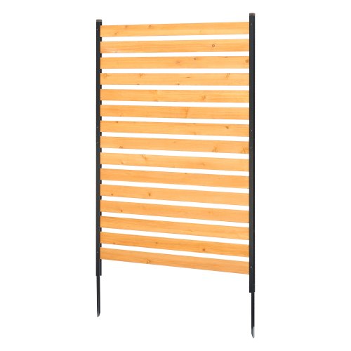 Sichtschutzzaun Aus Holz, 1550x980 Mm, 1-paneel-sichtschutzwand Für Klimaanlagen, Umzäunung Für Poolausrüstung Mit Metallpfählen, Mülltonnenversteck Für Den Außenbereich Als Gartendekoration