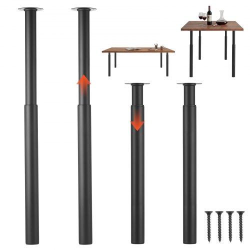 Tischbeine 4er-set, Möbelfüße 71–110 Cm Höhenverstellbar, Tischfüße Max. 544 Kg, Teleskopbein Aus Kohlenstoffstahl, Für Schreibtische, Couchtische, Esstische, Werkbänke, Rund
