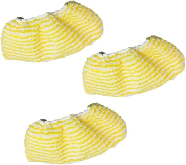 3x wiederaufladbare, waschbare, runde, gelbe Mikrofaser-Wischmoppköpfe für Küchen- und Badezimmerböden