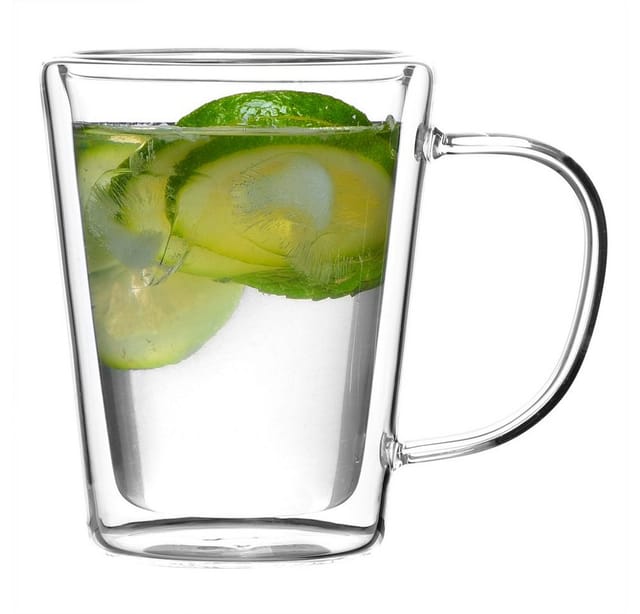 4x Teegläser mit Henkel 250ml Doppelwandig Borosilikatglas Spülmaschinenfest Hitzebeständig Teetassen für heiße Getränke Glas Thermobecher - Monzana