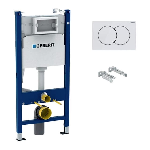 Pack wc Vorwandelement Delta Duofix 112cm + Delta20 weiße Betätigungsplatte + Wandbefestigung (111.154.11.1)
