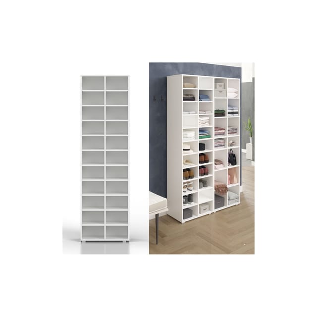Bergstroem - Schuhschrank Paris, Weiß, 54.2 x 183.3 cm 22 Fächer, Vicco