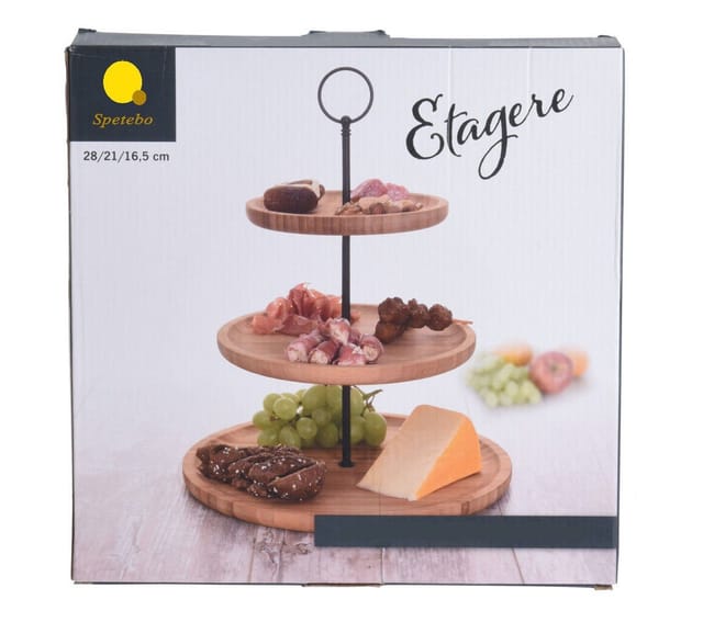 Bambus Etagere mit 3 Etagen - 35 cm - Etagenständer 3-stöckig - Servierplatte Bambus Servierständer