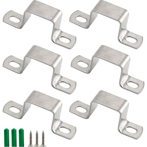 Satz Mit 6 U-förmigen Halterungen Aus Edelstahl 304 Für 50x50 Mm Vierkantrohre Mit Rohrflansch Und Schrauben