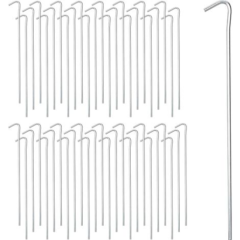 Heringe, 100er-packung, Für Zelte, Camping, Weichen Und Mittelfesten Untergrund, Stahl, 22 Cm, Silber