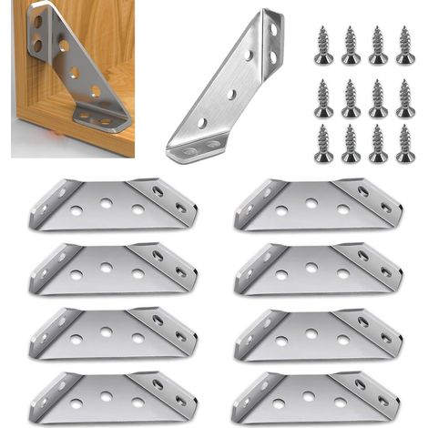 Set Mit 20 Eckwinkeln Aus Edelstahl, Metallbefestigungswinkel, Metall-eckstützen Mit Schrauben, Eckwinkel Für Regale, Schränke, Tische, Stühle Und Schreibtische