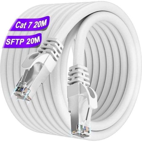 20 M Ethernet-kabel – Cat 7 S/ftp Geschirmt – 10 Gbit/s Geschwindigkeit – 600 Mhz Bandbreite – Wasserdicht Für Den Innen- Und Außenbereich – Rj45-stecker