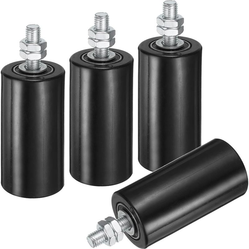 Set Mit 4 Schiebetor-führungsrollen, 10,2 Cm Nylon, Torstützset, Gekapselte Kugellager-universalführung Für Schiebetüren, Schwarz