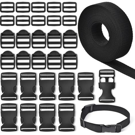 10 M Rucksackgurt (30 Mm Breit) Und 30 Stück Kunststoffschnallen Als Gurtverschlüsse Für Rucksäcke, Bastelarbeiten, Zelte, Kinderrucksäcke Und Hundehalsbänder