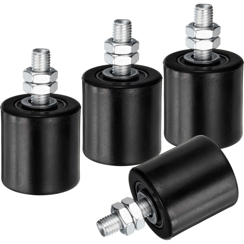 Set Mit 4 Schiebetor-führungsrollen, 5,1 Cm Nylon, Torstütze, Gekapselte Kugellager-universalführung Für Schiebetüren, Schwarz