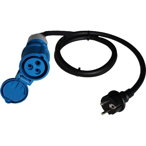 Cee-adapterkabel Für Wohnwagen, 230 V/16 A, Cee-kupplung Und Sicherheitsstecker Mit Schutzkappe, Usb-3-pin-kabel Für Europäische Schuko-steckdose, Schutzart Ip44, Hergestellt In Deutschland, Schwarz