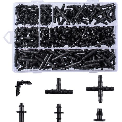 Set Mit 280 Schlauchverbindern Für Tropfbewässerung, 6,35 Mm, Für Blumentöpfe, Garten, Rasen (einzelne Gerade Spitzen, T-spitzen, Winkel, Endkappe, 4-wege-verbinder)