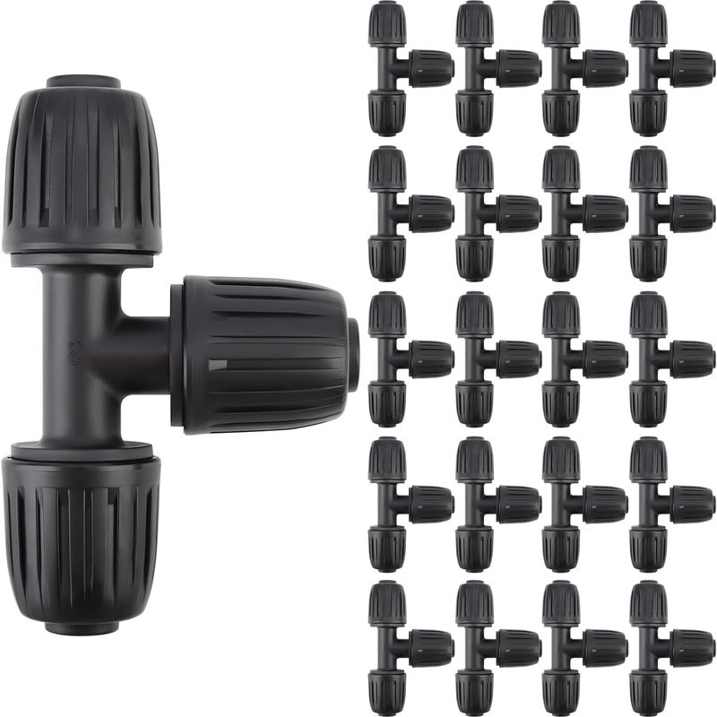 20-teiliges 1/2-zoll-t-stück Für 16-mm-bewässerungsschläuche – Anschlusskappen Für Tropfbewässerungssysteme, Gärten Und Rasenflächen