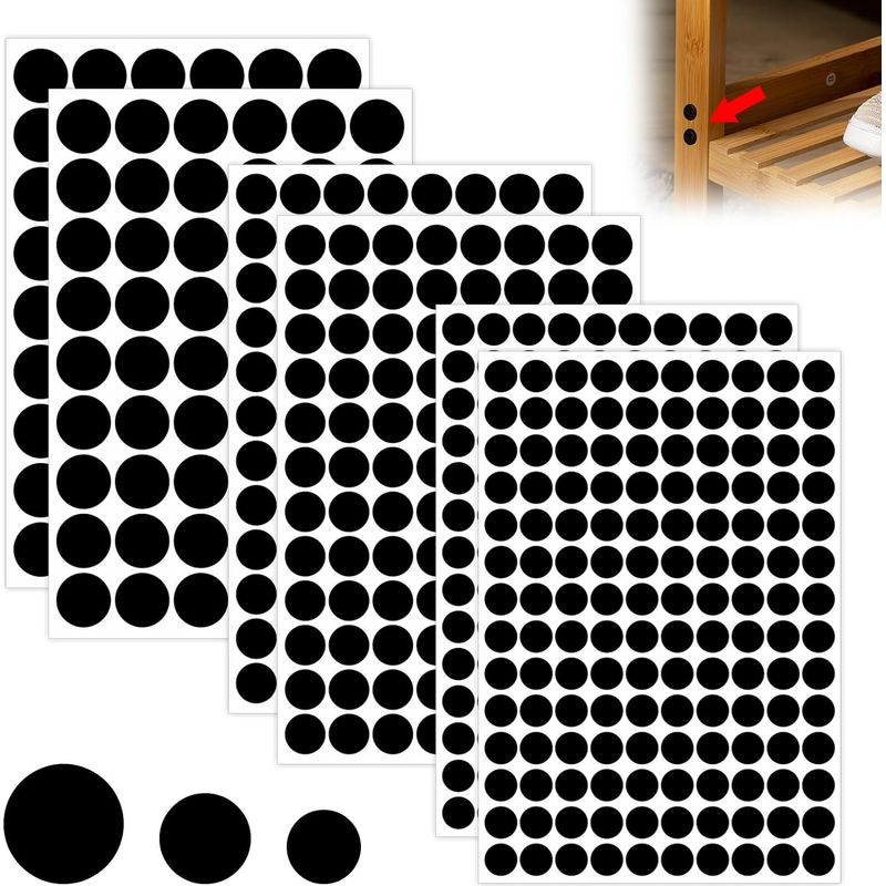 Packung Mit 580 Schraubenlochaufklebern, Staubkappen - Schraubenlochabdeckungen Für Holzmöbel, Schränke, Regale - 21 Mm, 15 Mm Und 12 Mm (schwarz)