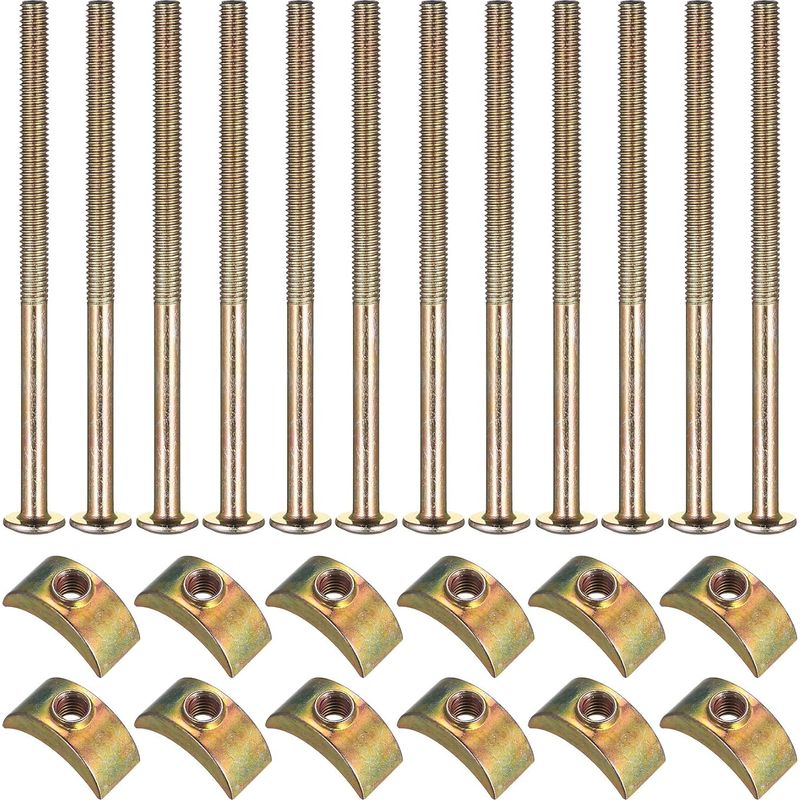 Set Mit 12 M6-verbindungsbolzen Für Möbel Mit Luna-halbmondscheiben, Muttern Und Bolzen Für Etagenbetten, Kinderbetten, Befestigungsschrauben Und Bolzen (m6 X 100 Mm)