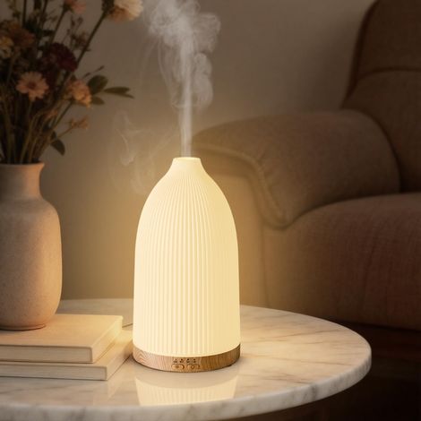 100-ml-duftöl-diffusor, Elektrischer Duftdiffusor Mit 8 Leds, Bpa-freier Ultraschall-luftbefeuchter, Für Zuhause Und Büro, Helle Holzoptik