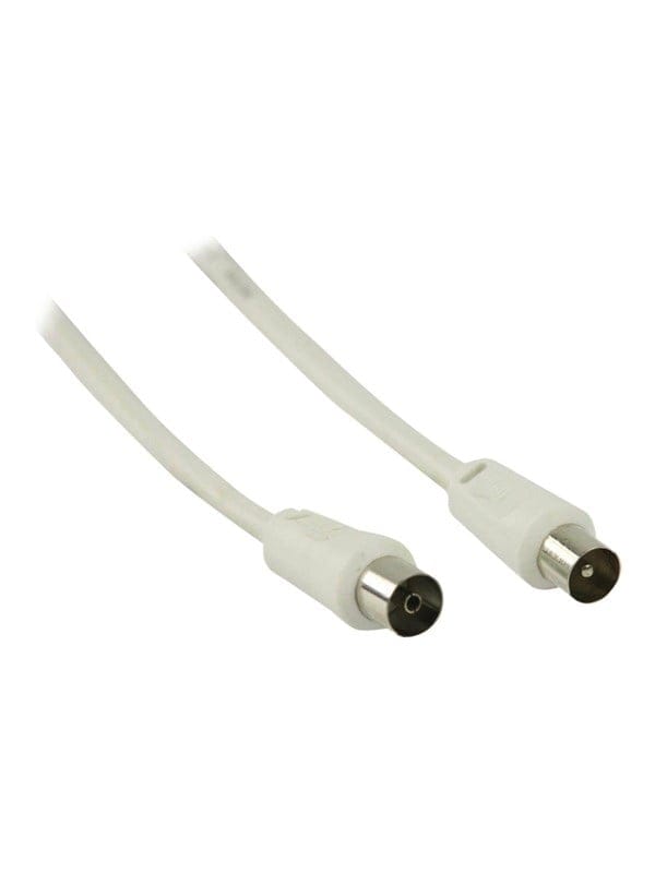 Koaxialkabel iec koax stecker iec koax buchse vernickelt 90 db 75 ohm doppelt geschirmt 200 m rund pvc wei kunststoffbeutel 38