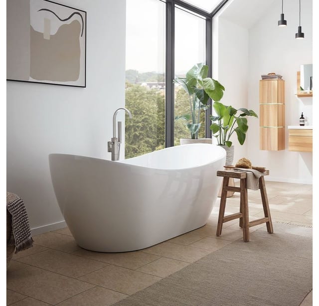 Freistehende Badewanne ovalo 170 x 80 cm Badewanne Acrylwanne Wannen Duschen - Home Deluxe