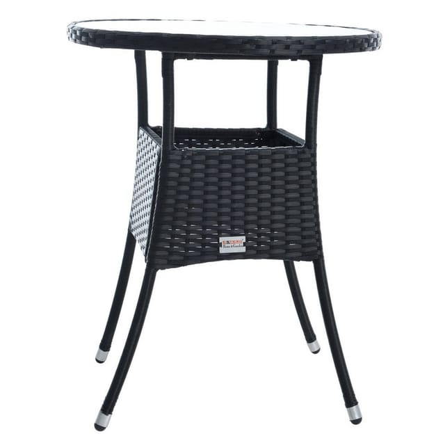 Estexo - Beistelltisch Tisch Polyrattan Gartentisch Rattan Balkontisch Rund Schwarz