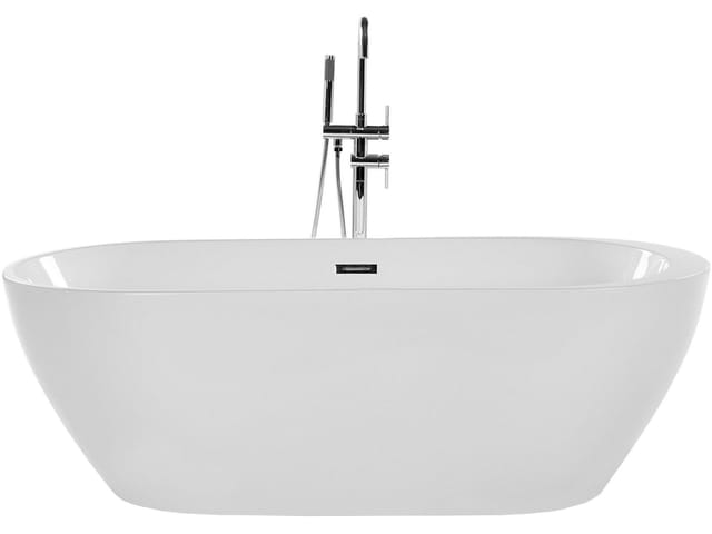 Beliani - Badewanne Weiß Acryl 160 x 75 cm Oval Freistehend Badezimmer