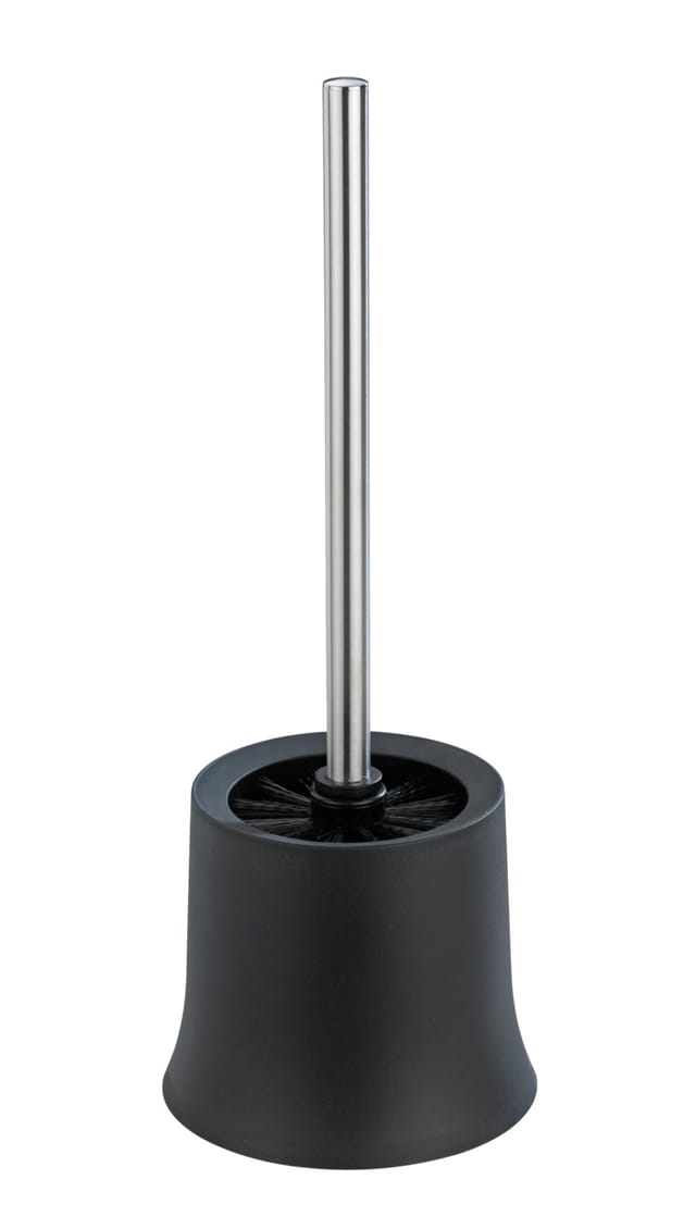 WC-Garnitur Basic Schwarz, inklusive WC-Bürste, Schwarz, Polypropylen schwarz, Edelstahl rostfrei , Kunststoff schwarz - schwarz - Wenko