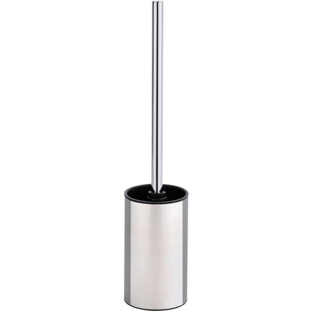 Edelstahl WC-Garnitur Detroit, Silber glänzend, Edelstahl rostfrei satiniert, Kunststoff schwarz - silber glänzend - Wenko