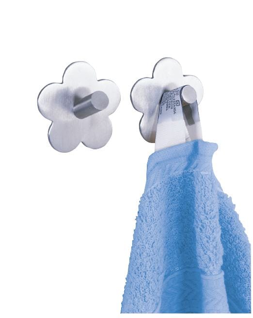 Wenko - Wandhaken Fiore Edelstahl matt, chrom, 2er-Set Handtuchhaken