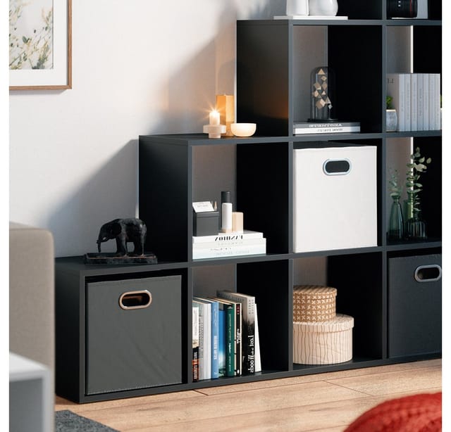 Treppenregal , Schwarz, 142.5 x 140 cm, Vicco
