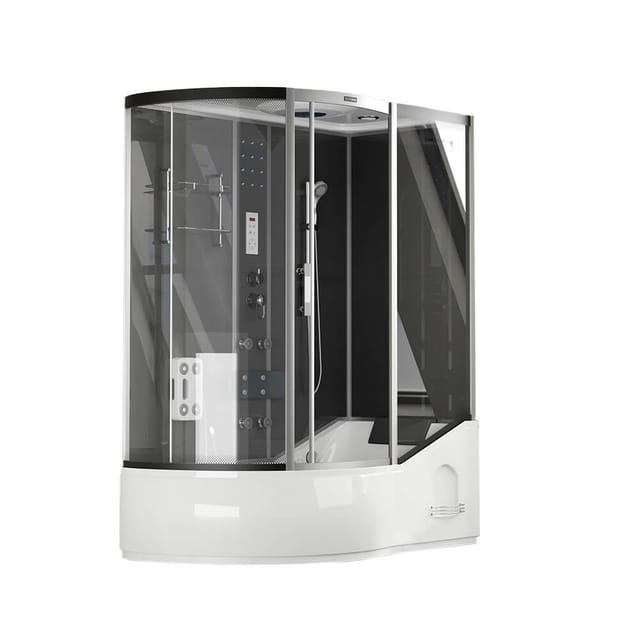 Duschkabine mit Badewanne allin 2IN1 Seitenauslage: Links, Farbe: Schwarz Dusche Duschkabine Fertigdusche Duschabtrennung - Home Deluxe